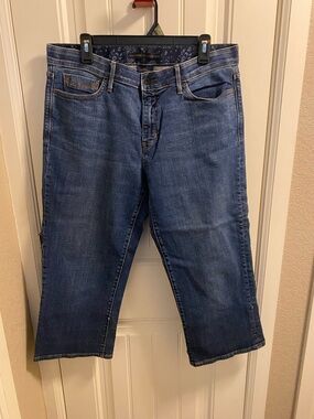 Levis 525 Jeans 14 Capri Length Perfect Waist Stretch Blue Denim Capris Flap Pkt